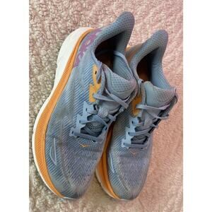 Hoka One One Clifton 9 Womens 10 Shoes Blue Sneaker 1127896 DNK Running Walking